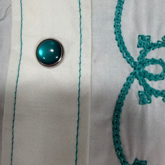 Ariat Womens Western Shirt Pearl Snap Turquoise Embroidery White M - Picture 6 of 12